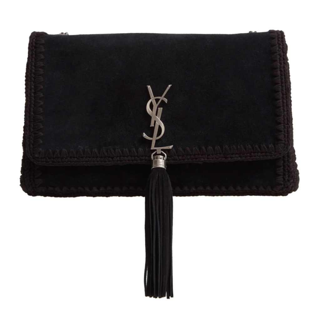 New Authentic SAINT LAURENT Medium Kate Whipstitch Suede Shoulder Bag - Picture 2 of 15